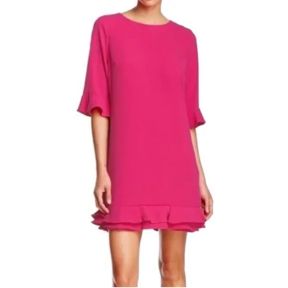 CeCe Bright Pink Ruffle Mini Dress